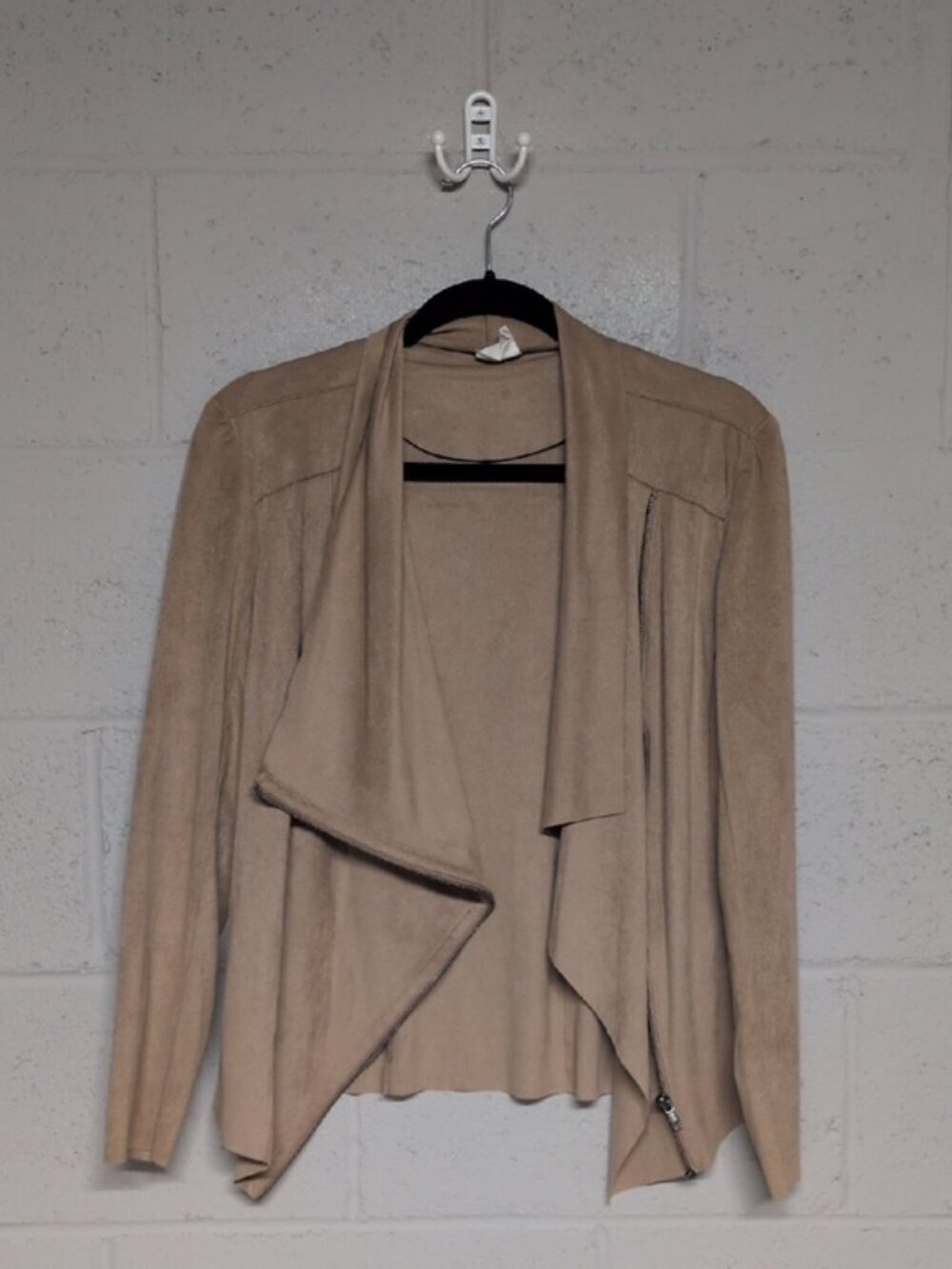 Mote Anthropologie Women's Tan Vegan Suede Moto Drape Jacket Boho Femme Med - Picture 8 of 8
